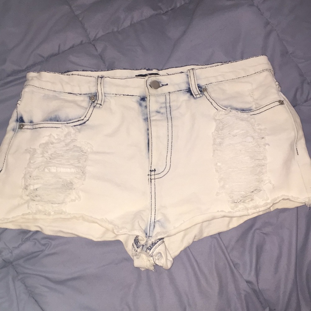 White washed jean shorts